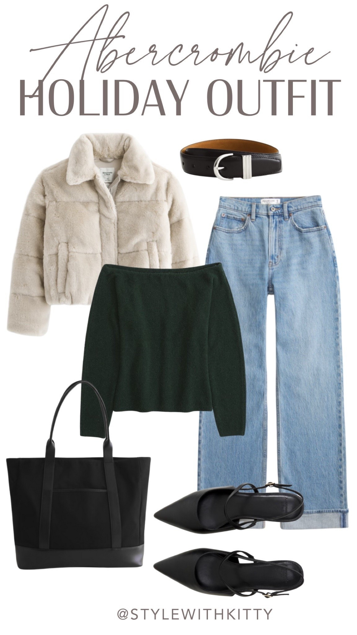 This is your sign to mix cozy textures with classic staples ❄️🤍 An Abercrombie faux fur jacket paired with a deep green sweater, vintage-inspired straight jeans, and elegant black slingback heels makes the ultimate holiday-ready outfit. Add a structured black tote and leather belt for that polished finish.

#AbercrombieFinds #HolidayStyle #WinterOutfitInspo #FauxFurCoat #KnitSweater #DenimStyle #PointedToeHeels #BlackAccessories #CapsuleWardrobe #ColdWeatherStyle #ClassicWithATwist #stylewithkitty

#LTKootd #LTKBeauty #LTKHoliday