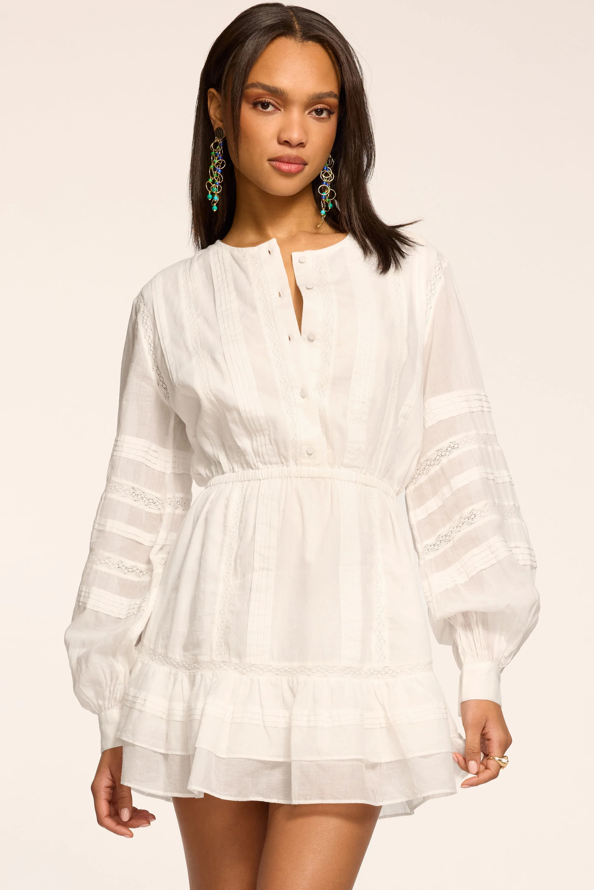Arabella Embroidered Voile Mini Dress in White | Ramy Brook
