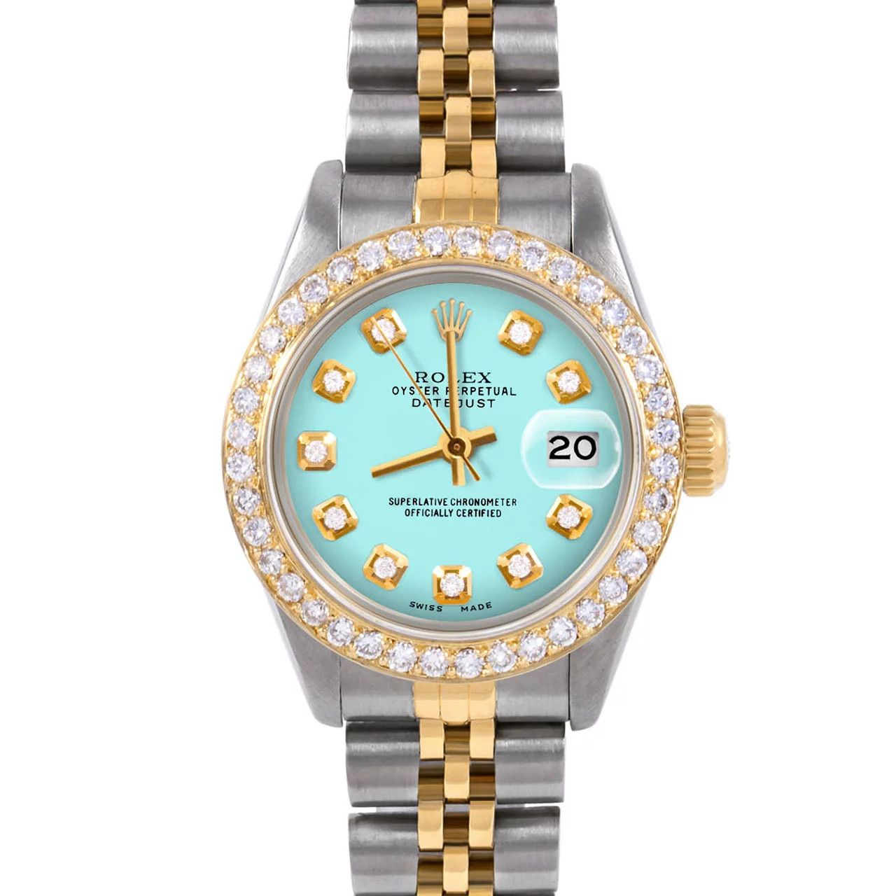 Pre-Owned Rolex 6917 Ladies 26mm Datejust Wristwatch Turquoise Diamond (3 Year Warranty) | Walmart (US)