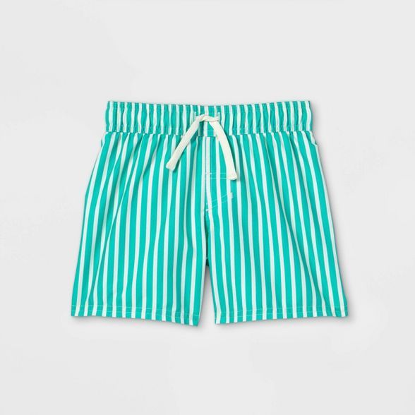 Toddler Boys' Pin Striped Swim Shorts - Cat & Jack™ Green | Target
