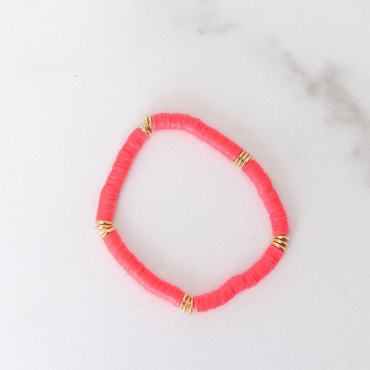 Hot Pink Polymer Clay Bracelet | Golden Thread