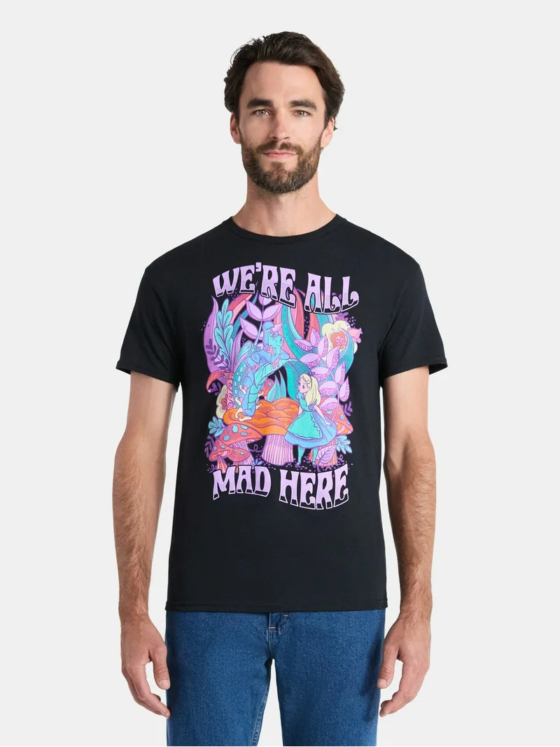 Alice in Wonderland, Men's & Big Men's Graphic Tee, All Mad Here, Sizes S-3XL | Walmart (US)
