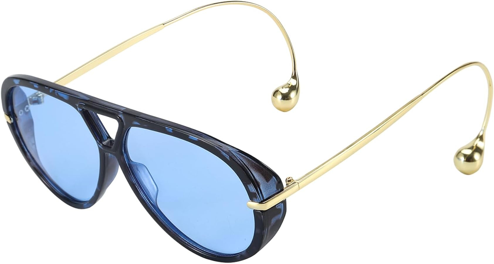 Oversized Aviator Sunglasses for Women With Earring Trendy Large Big Double Bridge 2025 Designer ... | Amazon (US)