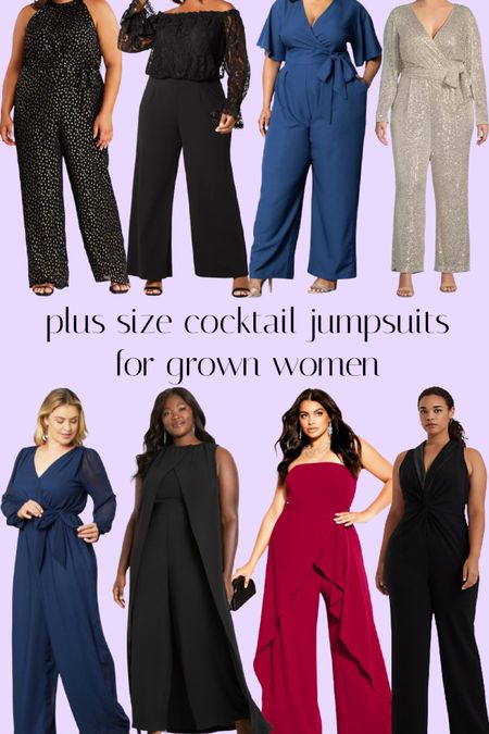 Chic and sophisticated plus size jumpsuits for cocktail parties and evening weddings and other special occasions 

#LTKplussize #LTKmidsize #LTKover40