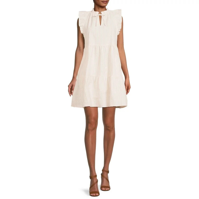 Time and Tru Women's Flutter Sleeve Woven Dress | Walmart (US)