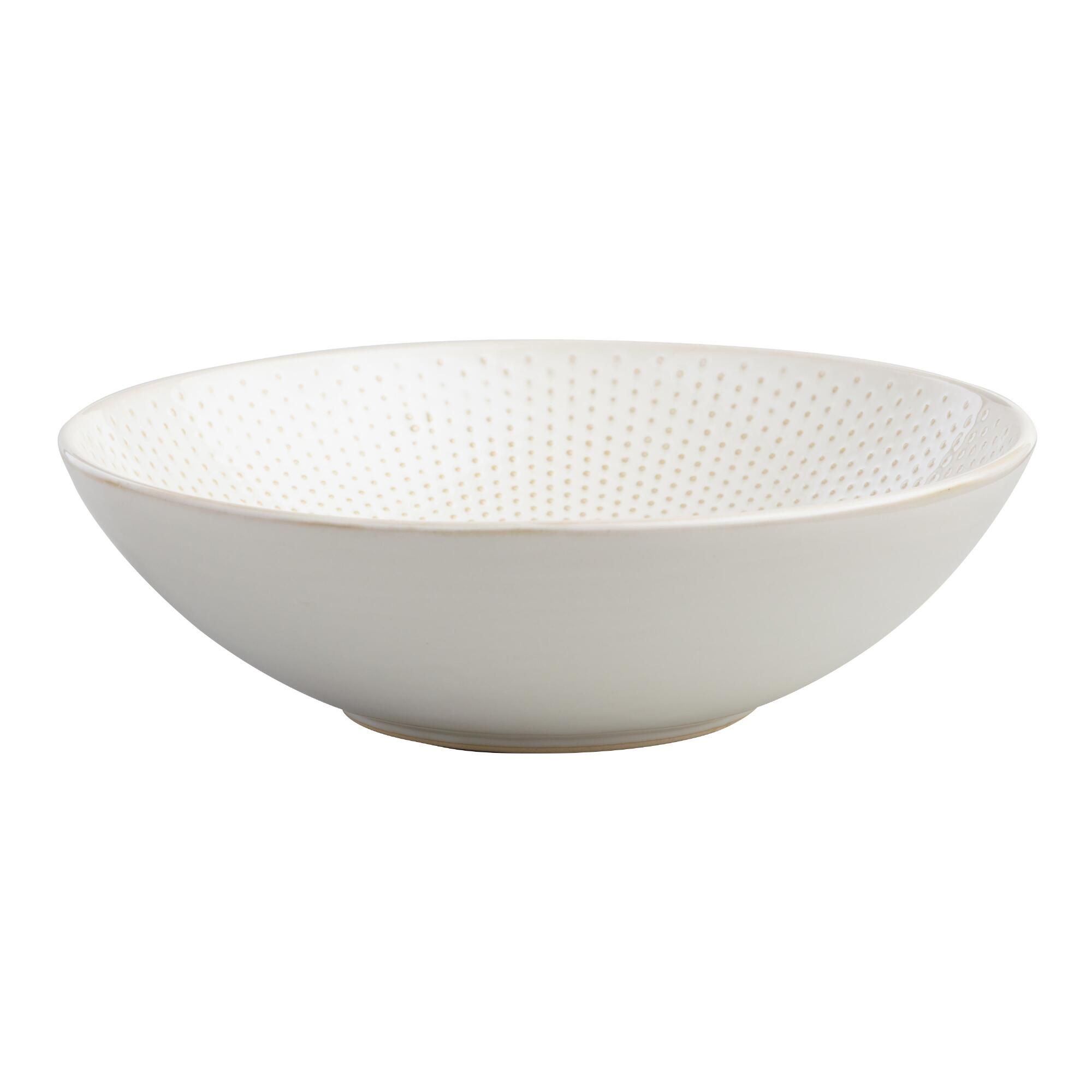 Large  White Textured Stoneware Bowl by World Market | World Market