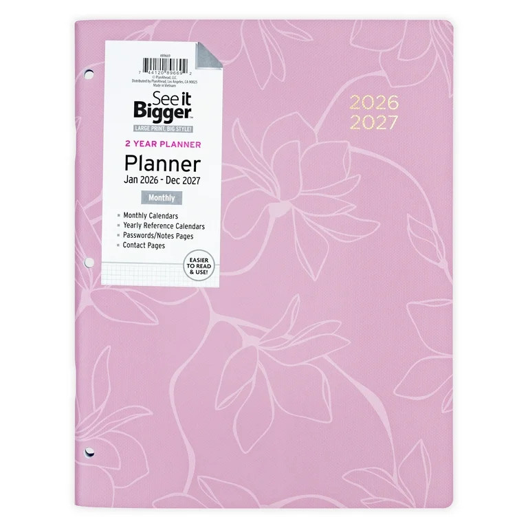 See it Bigger Monthly Planner Large (8.5″ x 11″) Rose Floral, 2-year, Jan 2026 - Dec 2027 | Walmart (US)