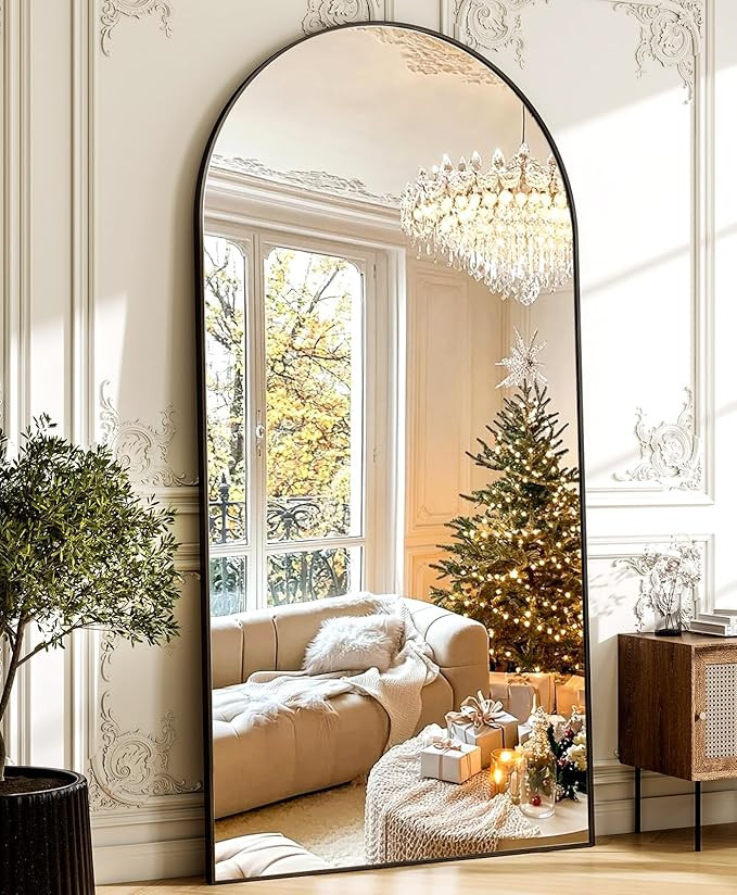 GLSLAND-34x76 inch Wall Mount Arched Full Length Mirror-Aluminum Alloy Frame High Definition-Full... | Amazon (US)