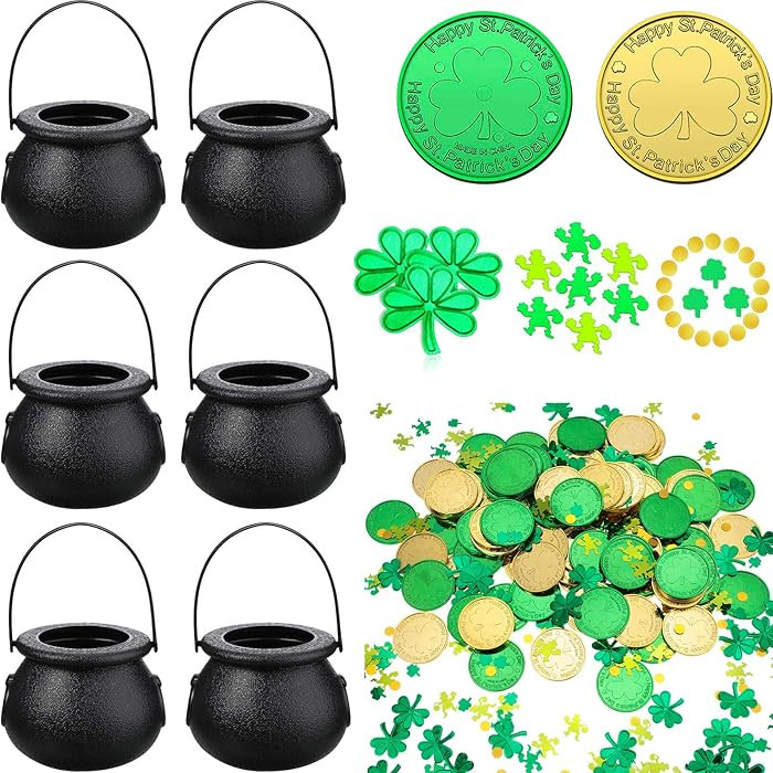 Boao 120 Pcs St Patricks Day Coins Table Decorations Shamrock Coins Plastic Gold and Green specie... | Amazon (US)