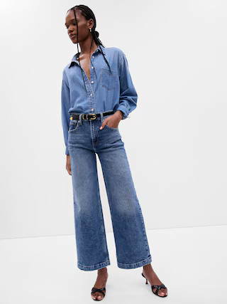 High Rise Stride Wide-Leg Ankle Jeans | Gap (US)