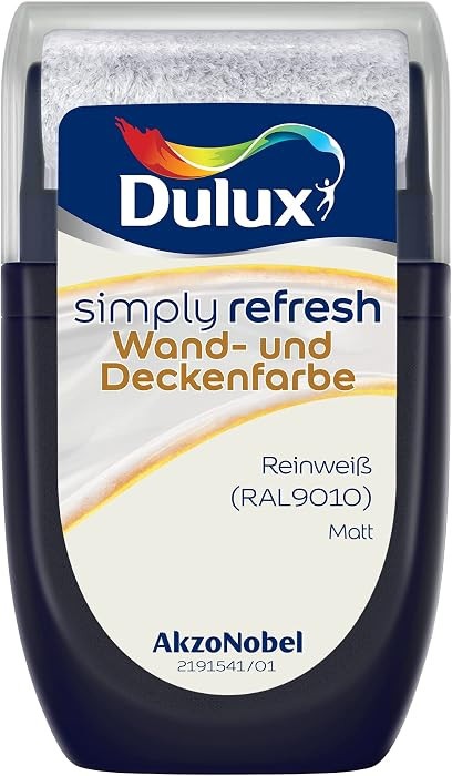 Dulux Simply Refresh Wand- und Deckenfarbe – Reinweiß 9010 – Tester 30 ml - Langlebige Innen... | Amazon (DE)