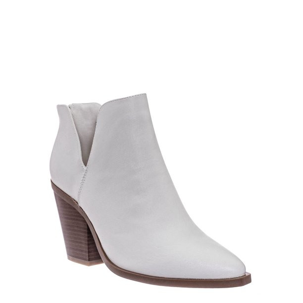 Block Heel Side Cutout Bootie - Womens Double V-Cut Ankle Boots - Walmart.com | Walmart (US)