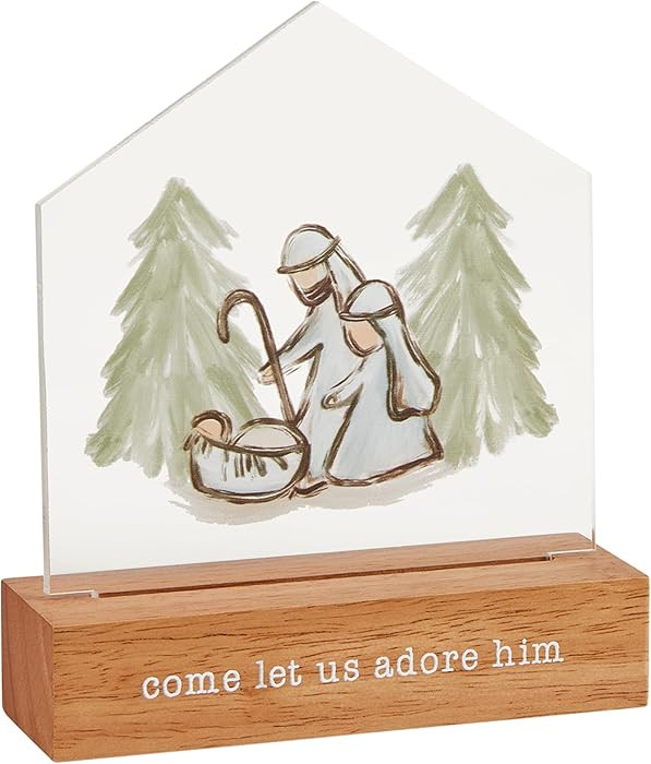 Mud Pie Led Acrylic Christmas Sitter, Manger, 6" x 5 1/2" | Amazon (US)