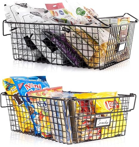 Gorgeous Stackable XXL Wire Baskets For Pantry Storage and Organization - Set of 2 Pantry Storage... | Amazon (US)
