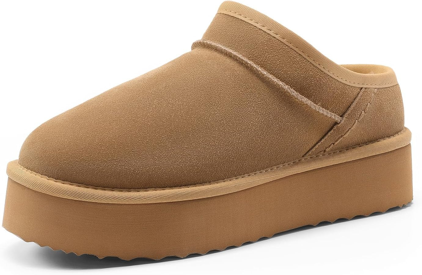 DREAM PAIRS Women's Slippers Platform Genuine Suede Slip-On Memory Foam Cozy Fluffy Warm Comfy Fu... | Amazon (US)