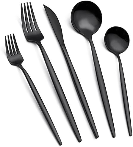 60-Piece Black Silverware Set, EWFEN Flatware Set for 12, Food-Grade Stainless Steel Tableware Cu... | Amazon (US)