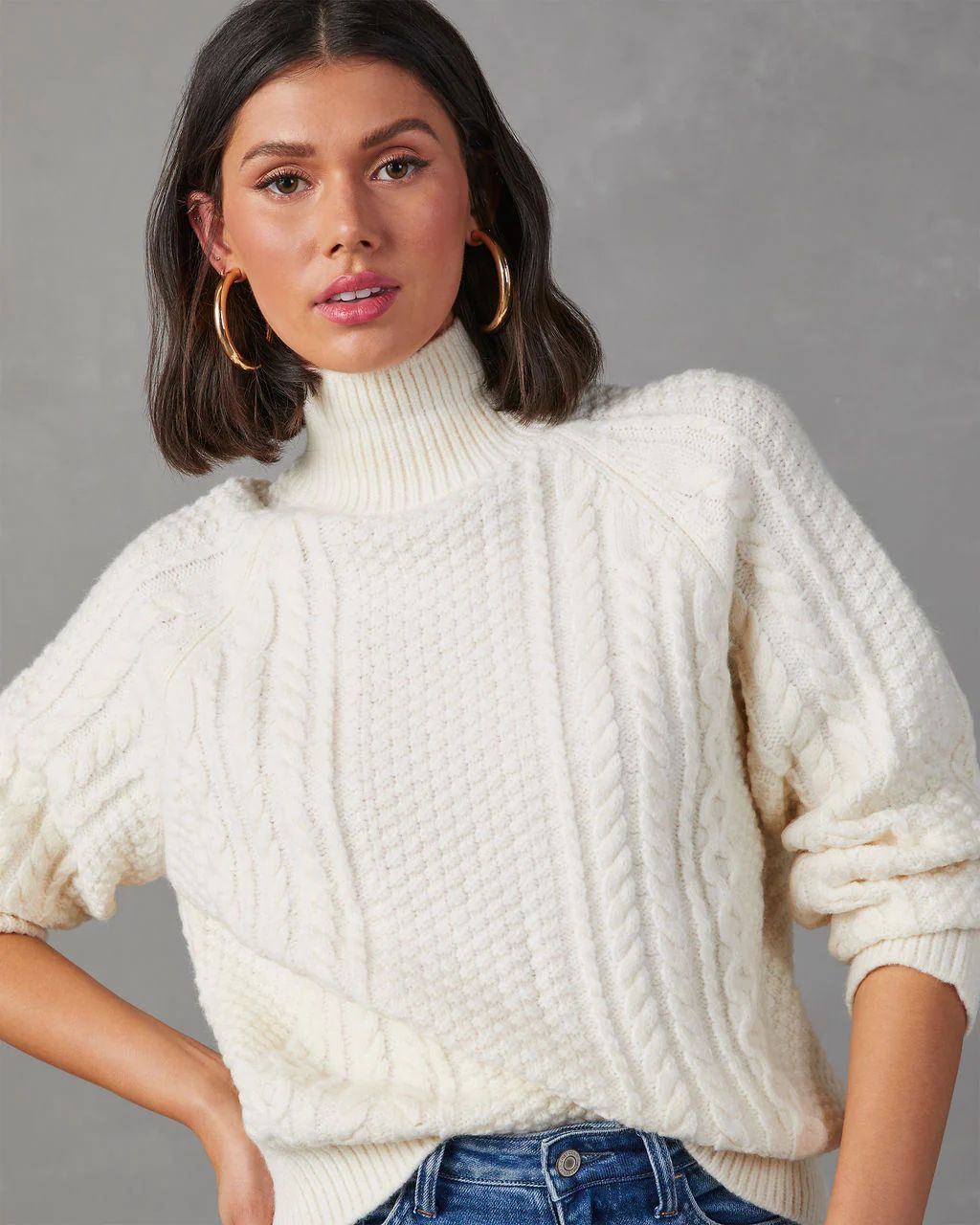 Palvin Cable Knit Turtleneck Sweater | VICI Collection