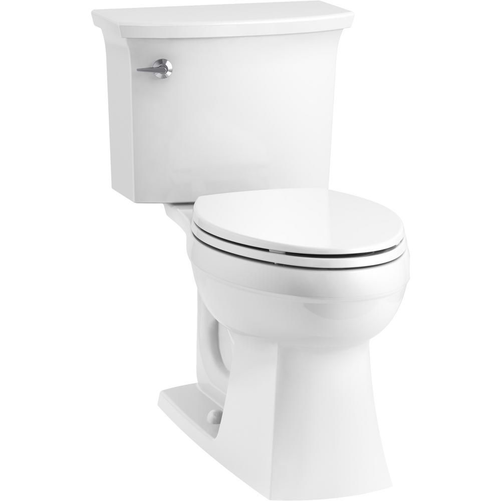Elmbrook The Complete Solution 2-Piece 1.28 GPF Single Flush Elongated Toilet in White, Seat Incl... | The Home Depot