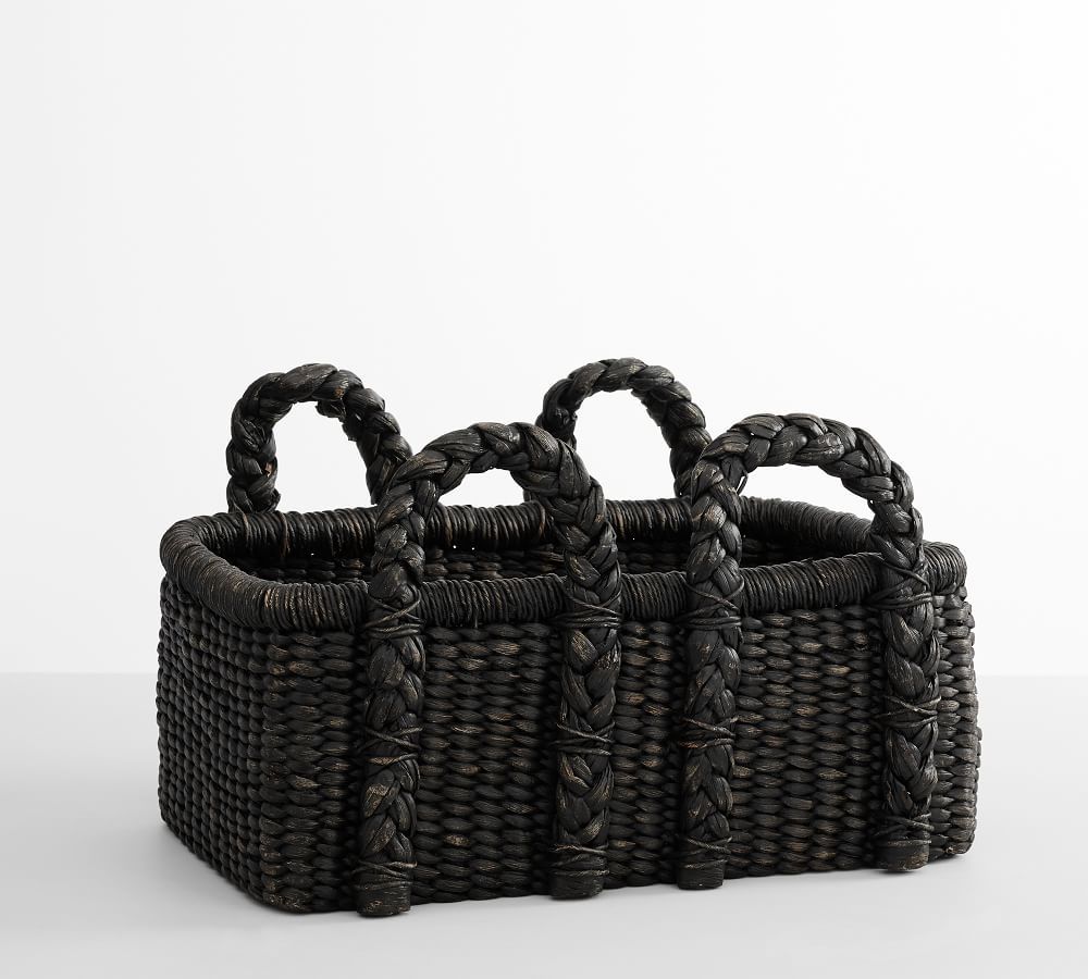 Beachcomber Basket Black Low Rectangle | Pottery Barn (US)