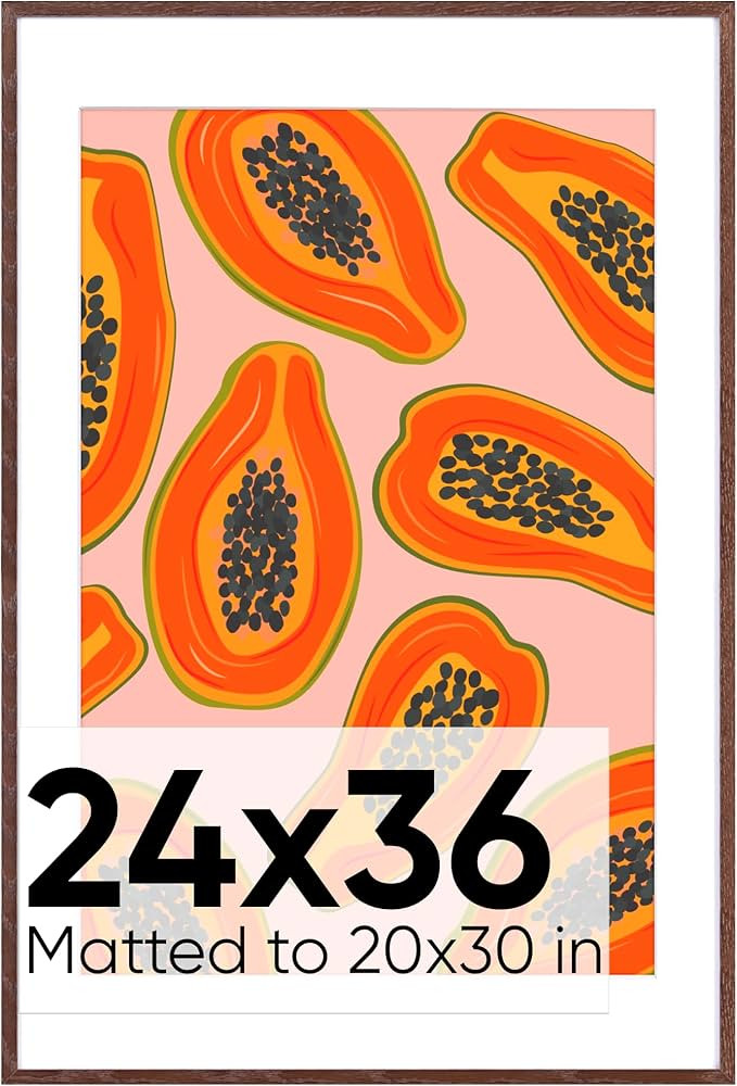 Homeforia 24x36 Wood Picture Frame Brown, Premium Dark Oak Wood Poster Frames 24x36 with 20x30 Ma... | Amazon (US)