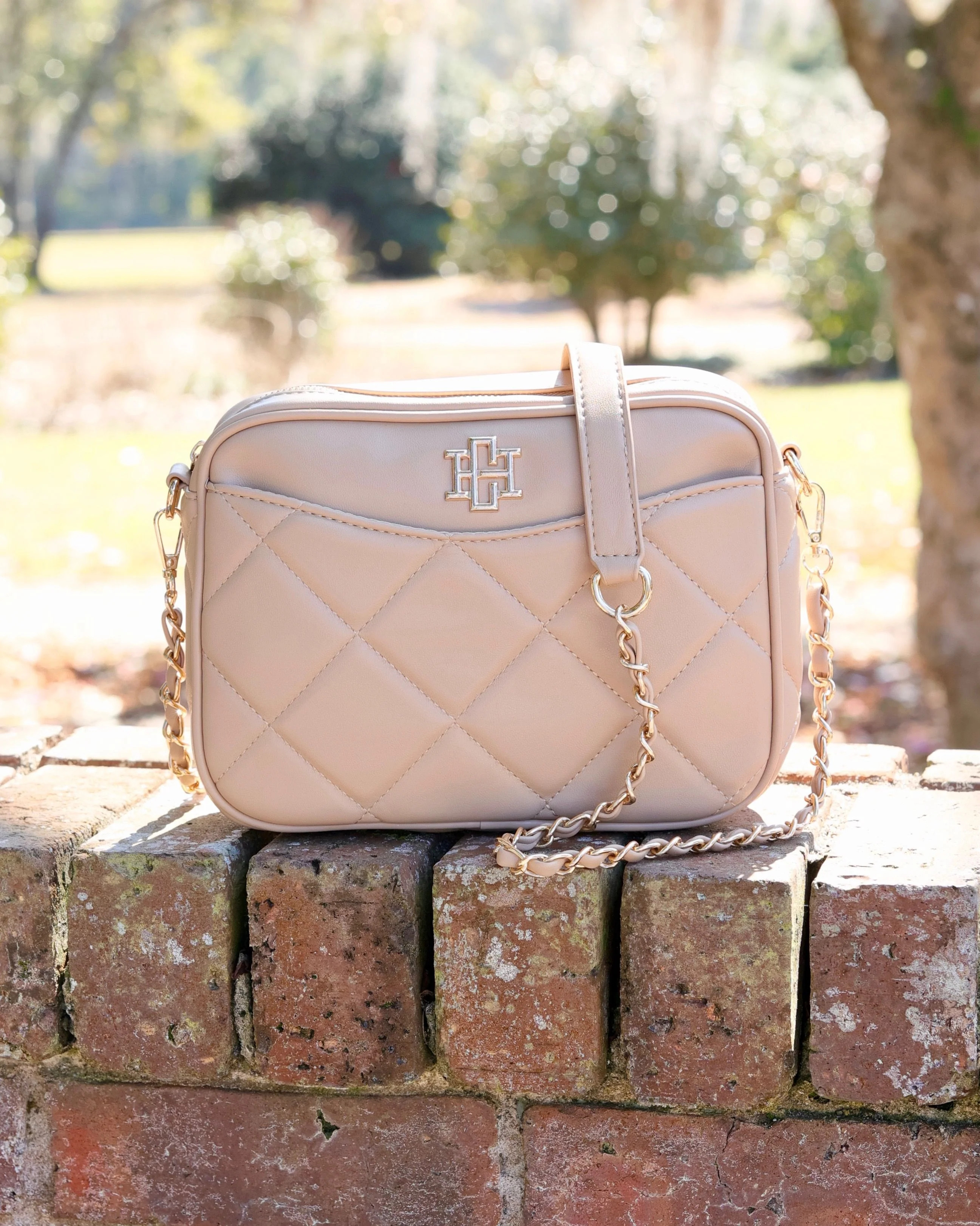 Fiona Crossbody Tan Quilted LD | Caroline Hill