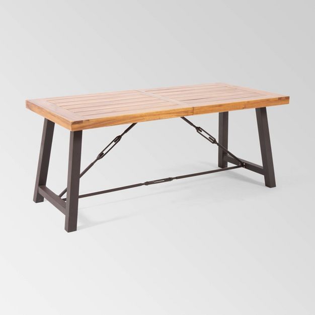 Catriona Rectangle Acacia Wood Industrial Dining Table - Teak - Christopher Knight Home | Target