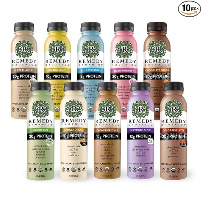 Remedy Organics Variety Assortment Case 10-Pack | Plant Based Protein Shakes, Ready to Drink | US... | Amazon (US)
