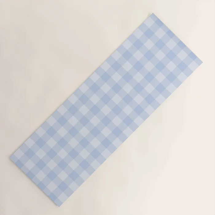Gingham Pattern - Blue Yoga Mat | Society6