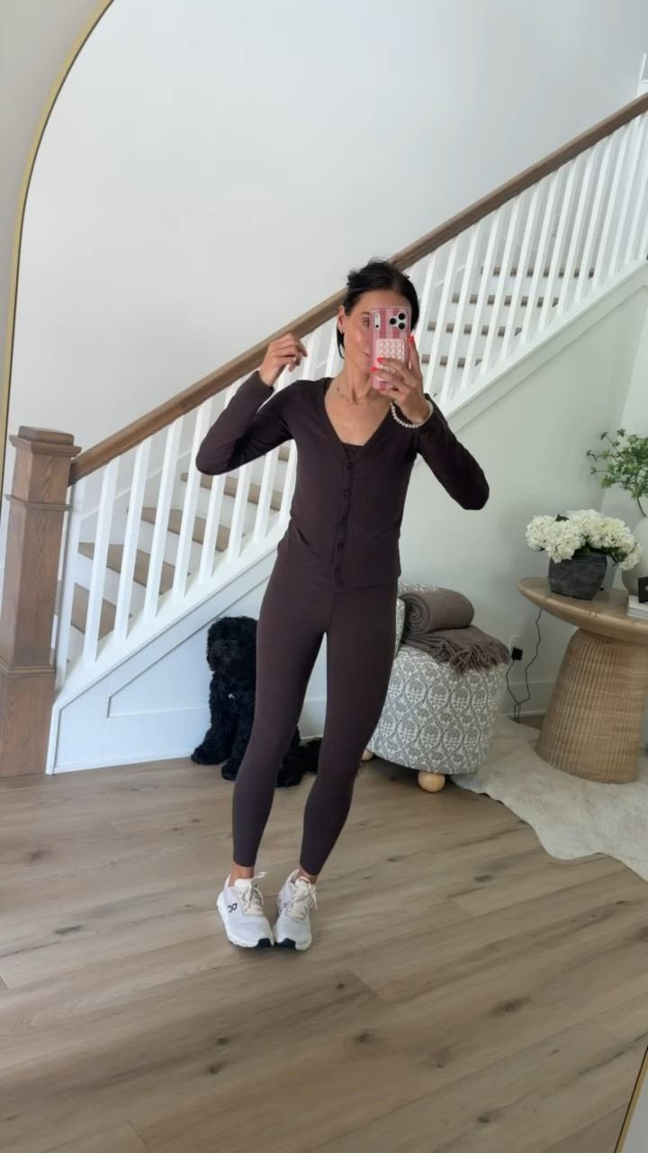 I'm wearing size S in leggings and cardigan, size XS in tank.

#LTKOver40 #LTKActive #LTKootd