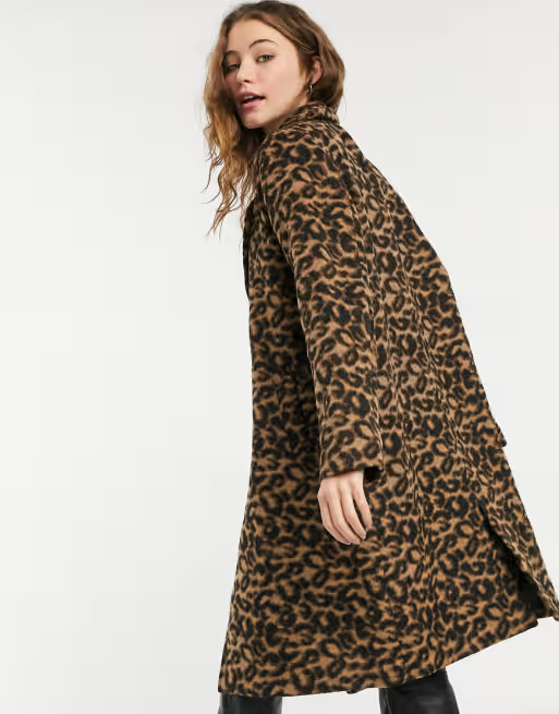 Wednesday's Girl tailored coat in leopard print | ASOS (Global)