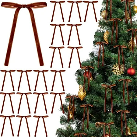 24 Pcs Velvet Christmas Bows for Christmas Tree Rustic Crafts Gift Bows Vintage Velvet Ribbon Bows for Xmas Home Decor Wedding Outdoor Indoor Christmas Decorations | Walmart (US)