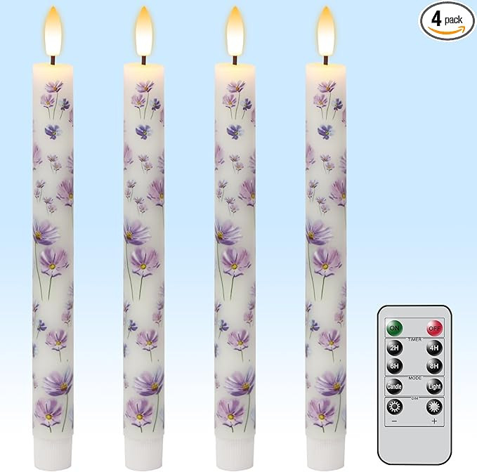 Flameless Taper Candles with Remote, Real Wax LED Taper Candles Battery Operated with 3D Flickeri... | Amazon (US)