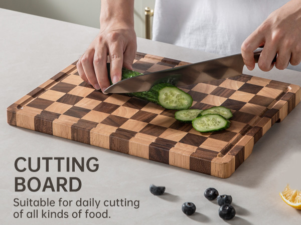 End Grain Cutting Boards for Kitchen, Wooden Cutting board, Acacia Wood Chopping Board with Juice... | Amazon (US)