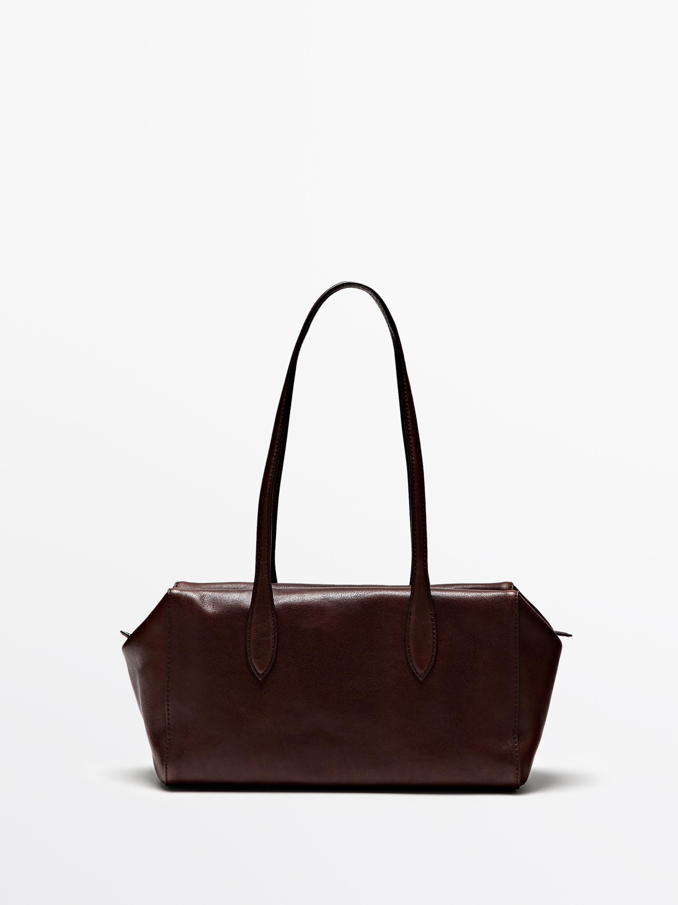 Nappa leather satchel bag | Massimo Dutti US