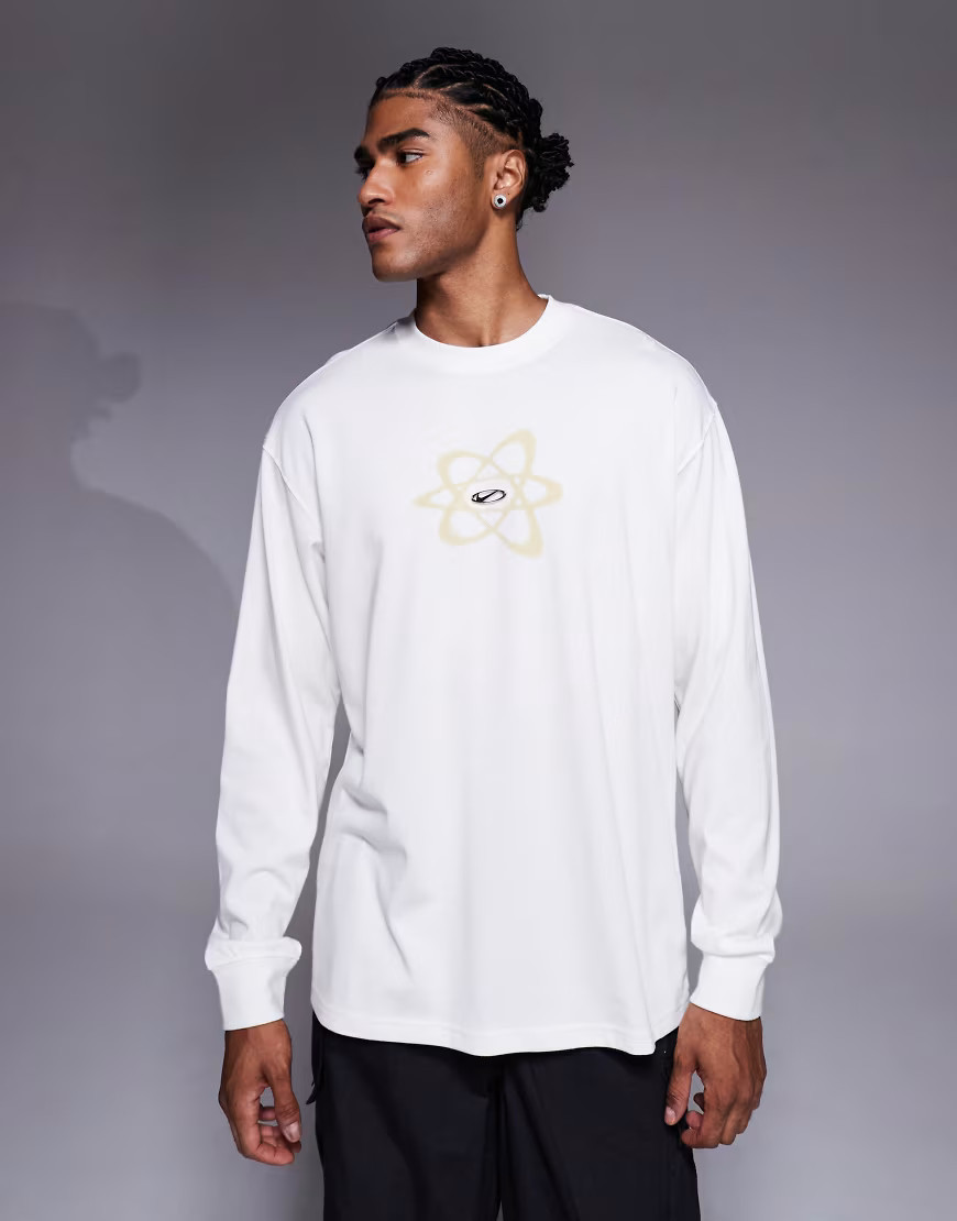 Nike graphic long sleeve T-shirt in off-white | ASOS (Global)