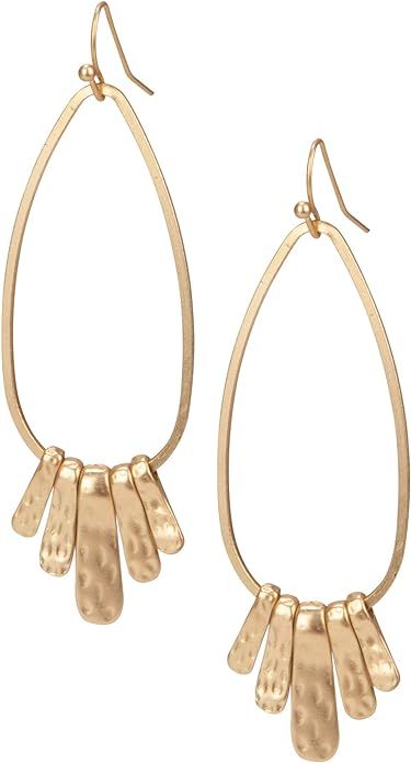 Handmade Boho Hammered Teardrop Earrings Jewelry with 5 Bars for Women | Amazon (US)