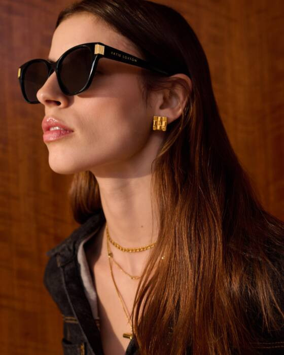 Taya Waterproof Gold Woven Oversized Stud Earrings | Katie Loxton Ltd. (UK)