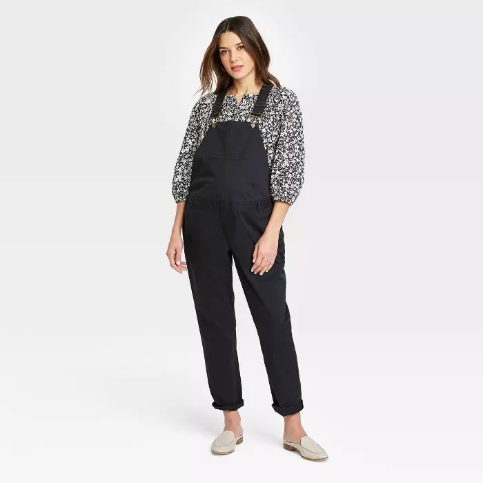 The Nines by HATCH™ Maternity Classic Cotton Twill Overalls Black | Target