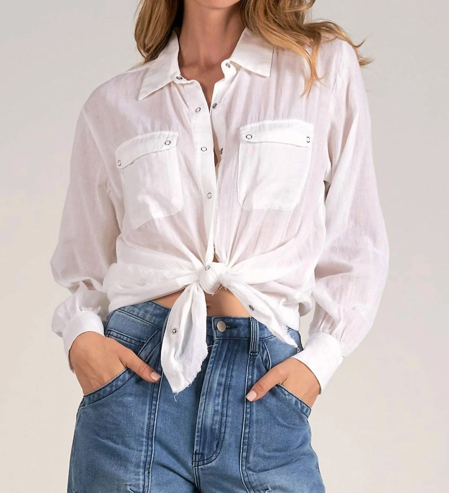 Collared Button Up Shirt In White | Shop Simon