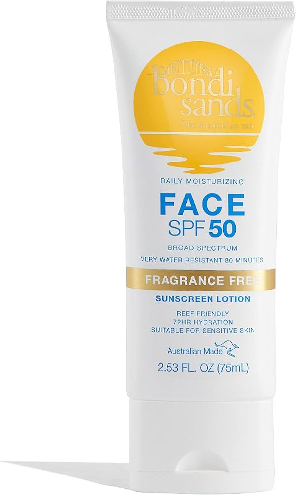 Bondi Sands Fragrance Free Daily Sunscreen Face Lotion SPF 50 | Hydrating UVA + UVB Protection, Non- | Amazon (US)
