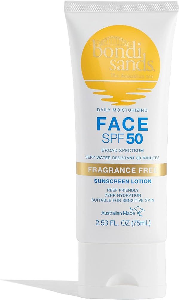 Bondi Sands Fragrance Free Daily Sunscreen Face Lotion SPF 50 | Hydrating UVA + UVB Protection, N... | Amazon (US)