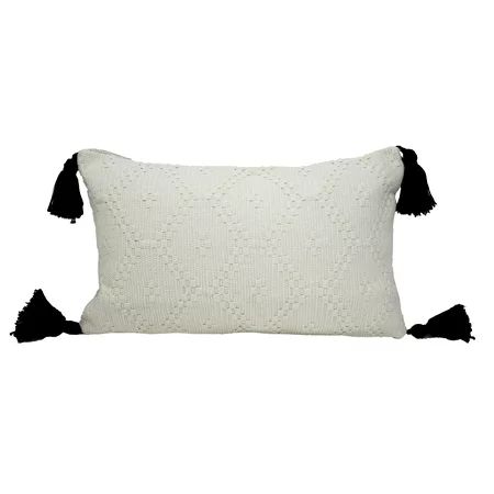 Ivory Boho Tribal Textured Tassels Throw Pillow (Case+Insert, Tassels Ivory Pillow 12"x20") | Walmart (US)
