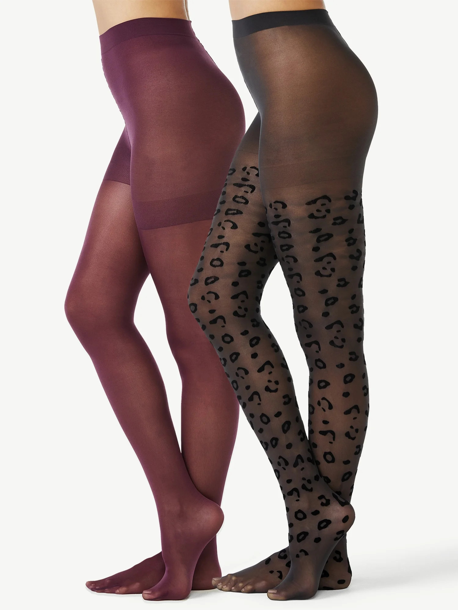 Joyspun Women's Leopard and Opaque Tights, 2-Pack, Sizes to 2XL | Walmart (US)