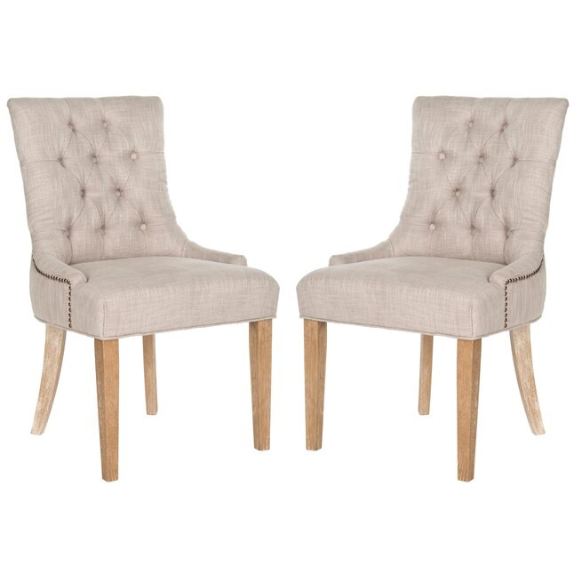 Safavieh Set of 2 Abby Contemporary/Modern Upholstered Side Chair (Wood Frame) | Lowe's