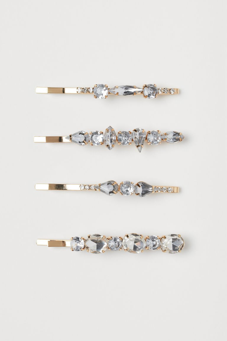 Hairpins in metal decorated with rhinestones in plastic and glass. Length 2 1/4 in. | H&M (US + CA)
