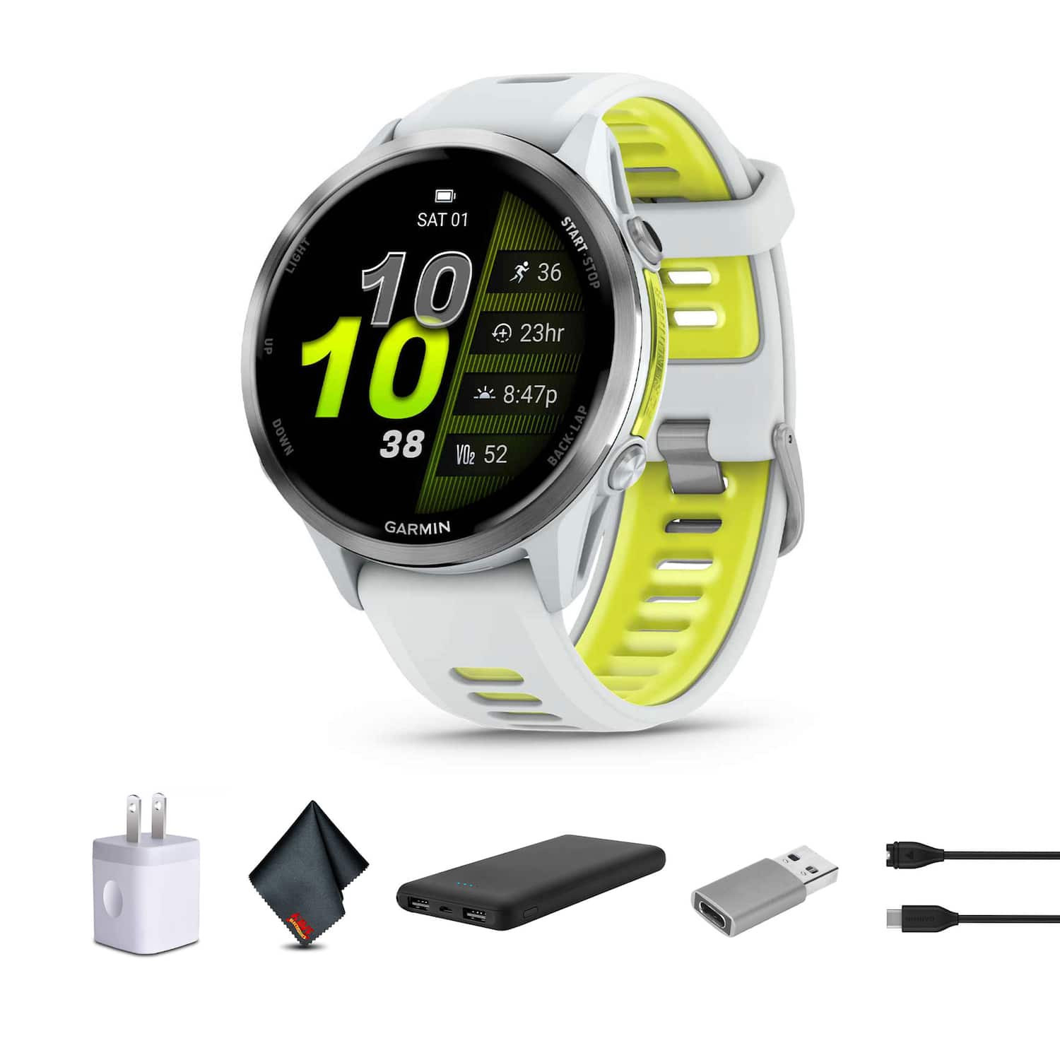 Garmin - Forerunner 970 Running GPS Smartwatch with Whitestone Case and Whitestone/Translucent Amp Yellow Band​ Bundle - Yellow - (2025) | Best Buy U.S.