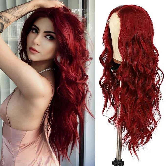 SAPPHIREWIGS Red Lace Front Wigs for Women Glueless Long Wavy Red Wig Synthetic Lace Front Natura... | Amazon (US)