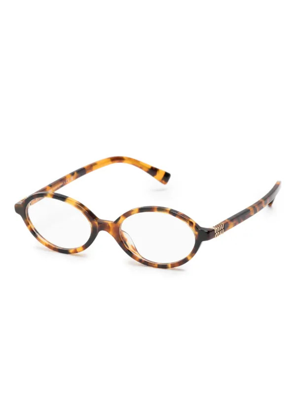 Miu Miu Eyewear Tortoiseshell oval-frame Glasses | Brown | FARFETCH AU | Farfetch Global