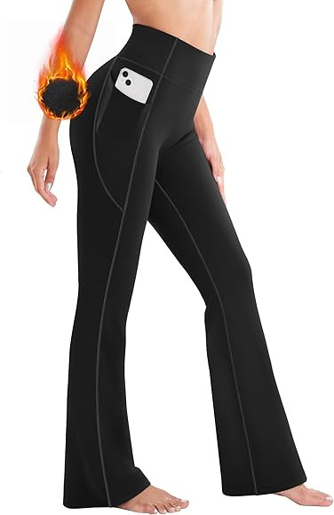 Ewedoos Fleece Lined Pants Women Flare Yoga Pants with Pockets for Women Bootcut Thermal Pants fo... | Amazon (US)