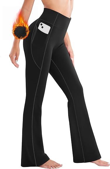 Ewedoos Fleece Lined Pants Women Flare Yoga Pants with Pockets for Women Bootcut Thermal Pants fo... | Amazon (US)